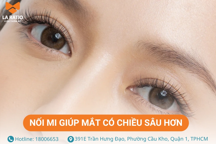 Nối mi giúp cải thiện ánh nhìn trở nên sâu, có thần và cân đối hơn Nối mi giúp cải thiện ánh nhìn trở nên sâu, có thần và cân đối hơn